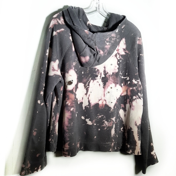 MAJESTIC FILATURES Acid Wash Crop Hoodie 90s Punk - Picture 4 of 5